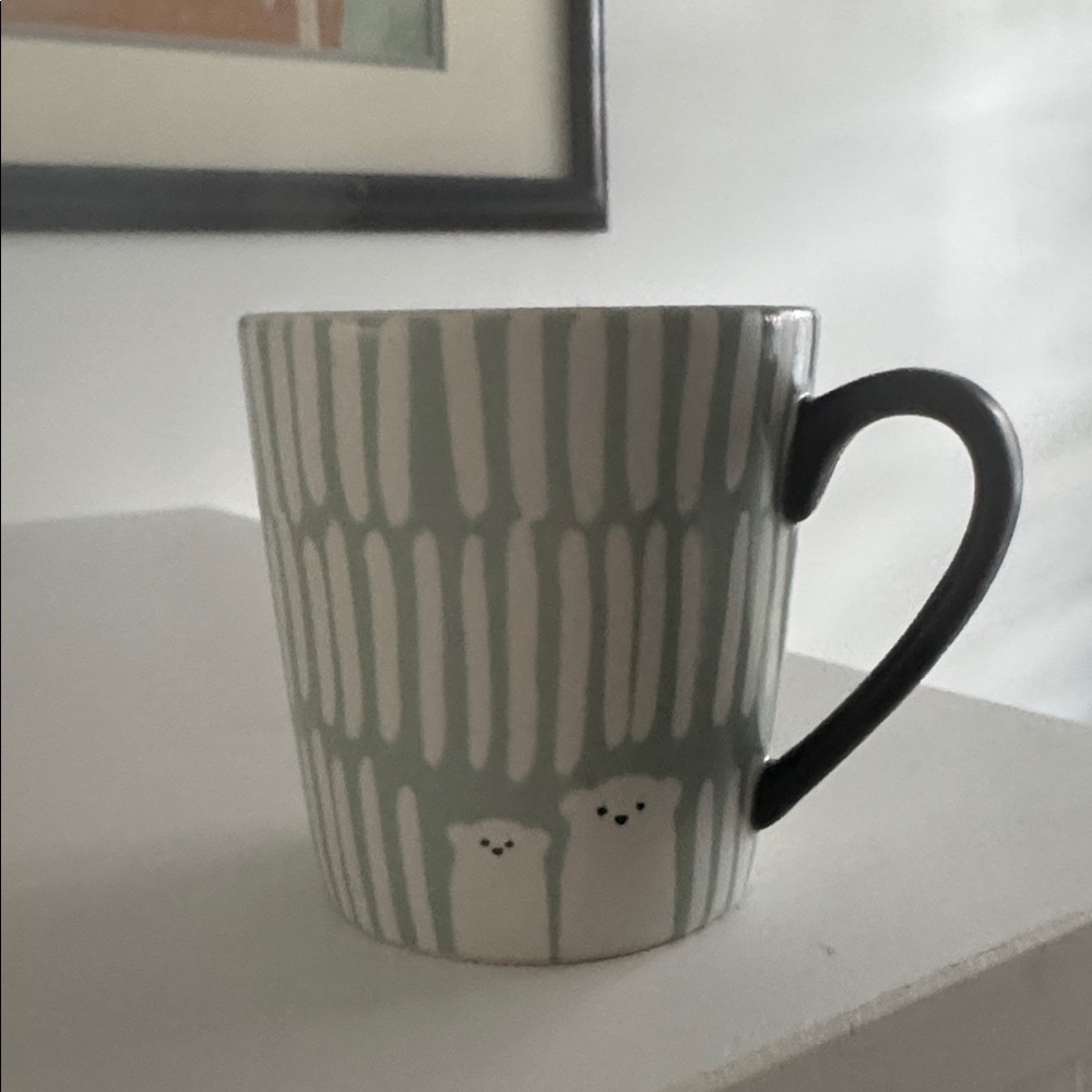 Starbucks 2016 Mint Green White Black Mug with Polar Bears 6oz